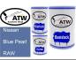 Preview: Nissan, Blue Pearl, RAW: 500ml Lackdose + 500ml Klarlack + 250ml Härter - Set, von ATW Autoteile West.